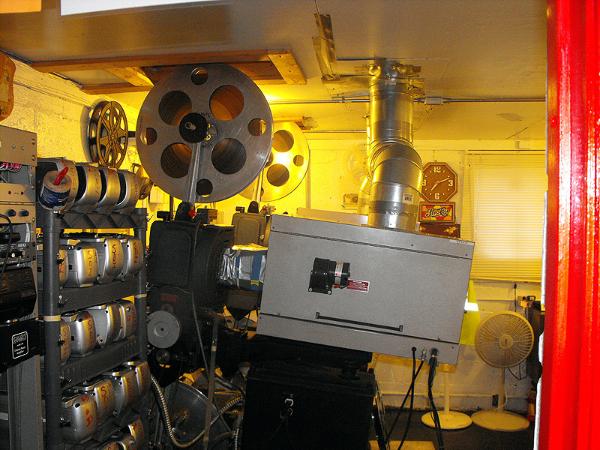 projection room at the sparta drive-in.