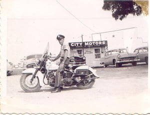 Captain Dyer's Uncle in front of the old Starvue Drive-In Theater courtesy of bradleysheriff.com.