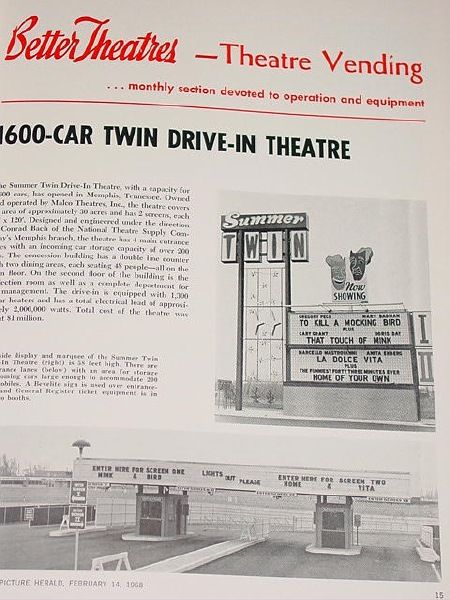 Summer Twin Drive-In Marquee and Box offices from Box Office Magazine photo on Ebay