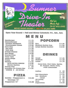 Menu that you were given at box office.