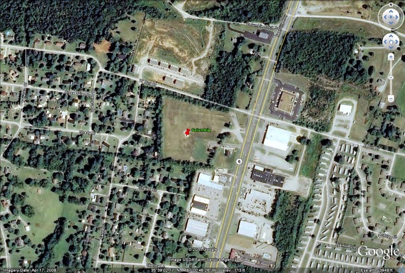 aerial view of former site