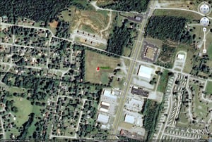 aerial view of former site