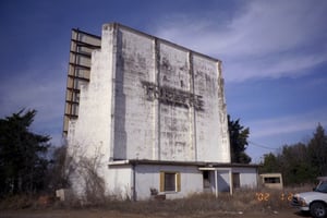 back of screen and office as seen from main entrance.