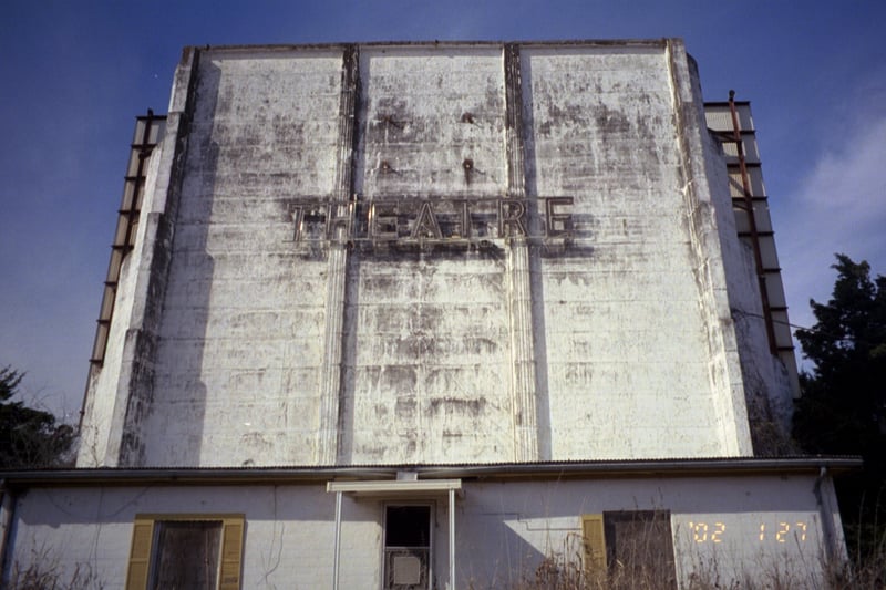 View of screen and office- now vacant and sadly, vandalized.