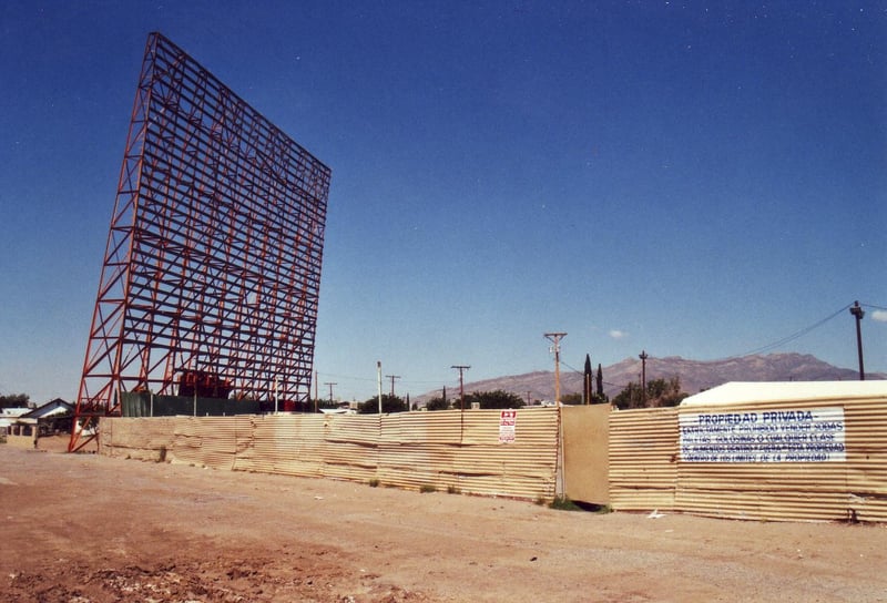 Skeleton of halfway dismantled screen tower