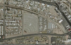 Aerial view of drive-in