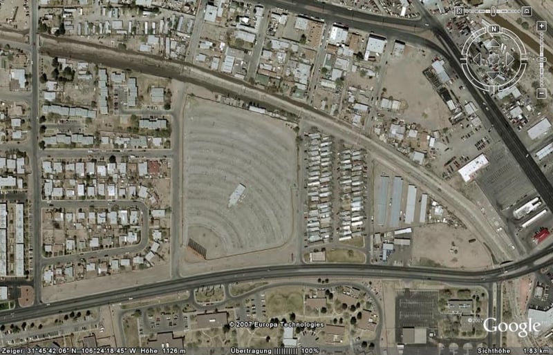 Aerial view of drive-in