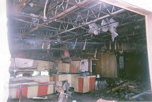 snack bar after fire; taken January, 1999