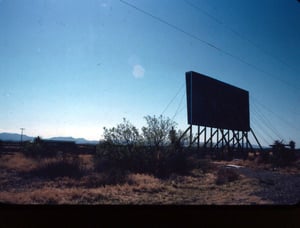 Long abandoned theater near Balmorhea, Tx. This foto was shot in March 1986 and it looked as if it had been closed a long while then.
