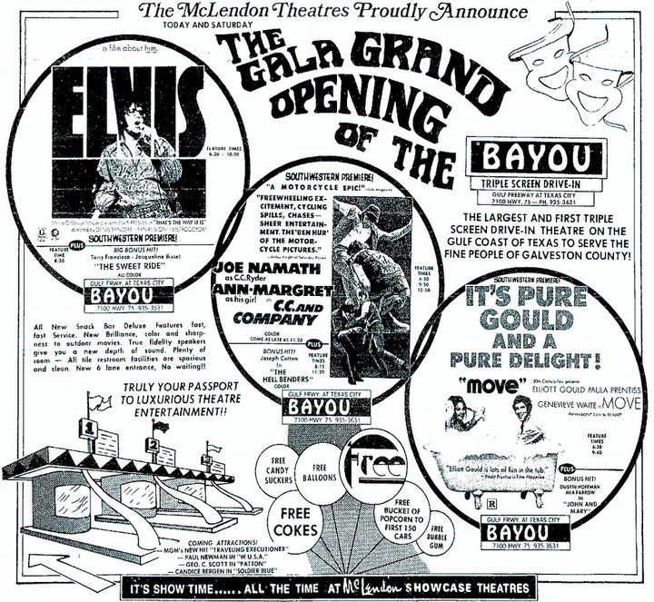 Grand opening of 3 screen drive-in Nov. 13 1970.