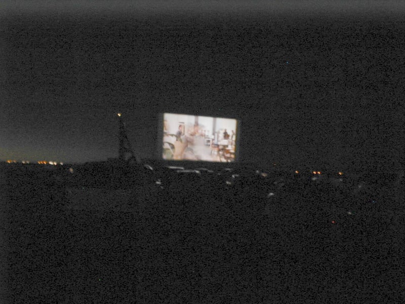 Film playing on the screen.
