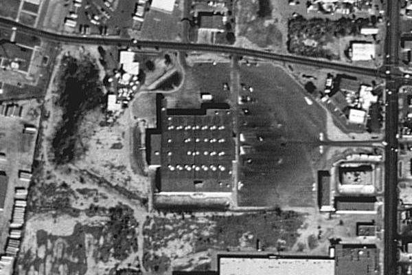 Bordertown Drive-in Ariel View;now occupied by a store