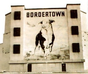 Here’s a picture of the front screen that faced the Carlsbad Highway aka Montana Street of the  Bordertown Drive in Theater in El Paso, TX.  I got the picture off a link on a high school reunion site for Austin High School in El Paso. I worked at the Bord