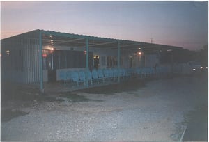 front of concession/projection building with covered seating taken May 1997