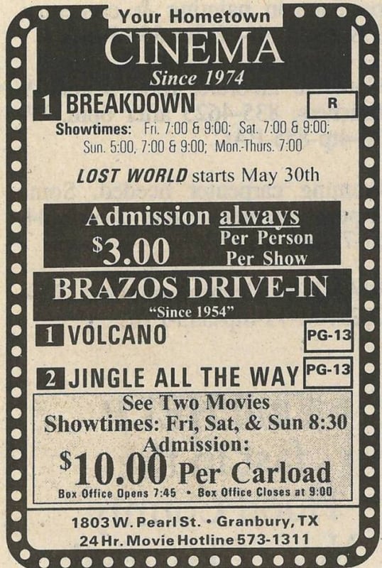 ad from my first visit to the Brazos Drive-In