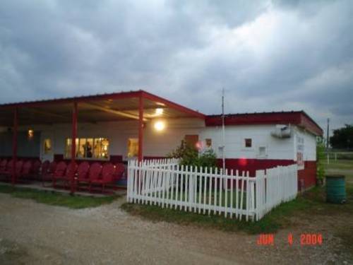 concession stand with the projection booth to the right