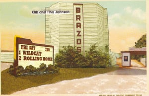 POSTCARD OF THE GREAT BRAZOS DRIVE IN  THEATER