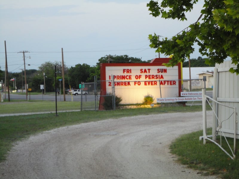 Picture of the Brazos Drive-In marquee for the June 11, 2010 show.