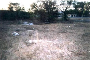 row where the cement beams once held the screen