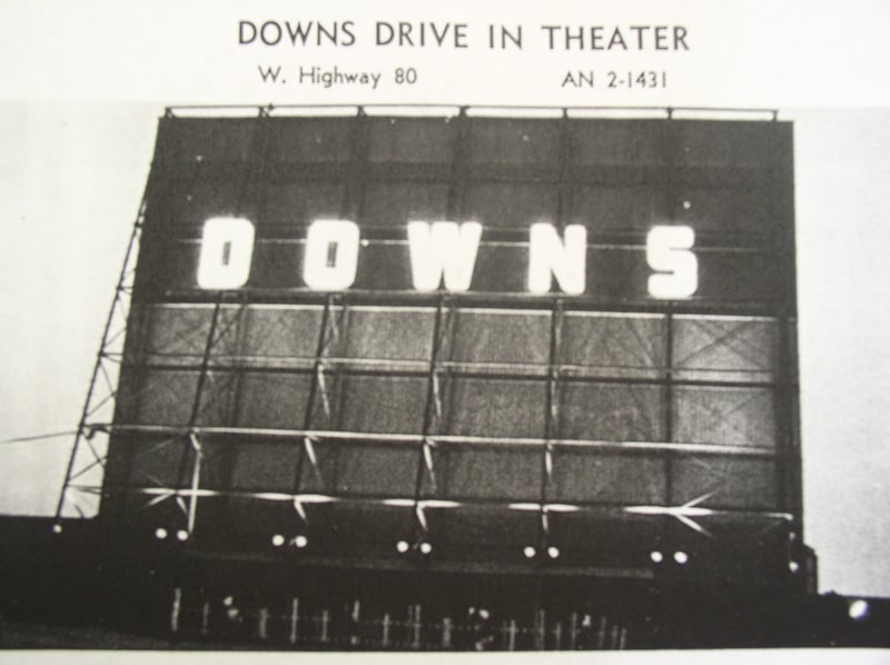 "Downs Drive In". Back of Screen. This is what eventually became the "Century 4" then Century 5" Drive In. This photo is a "Photostatic copy" taken from a Grand Prairie High School Yearbook.