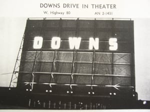 "Downs Drive In". Back of Screen. This is what eventually became the "Century 4" then Century 5" Drive In. This photo is a "Photostatic copy" taken from a Grand Prairie High School Yearbook.