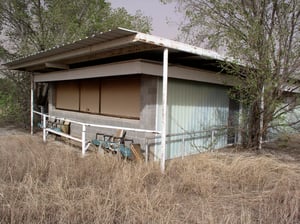 The Concessions Stand. Note the Chairs in front of the building.