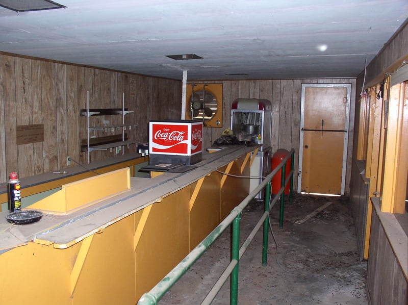 Inside the Concessions Stand. Still in Decent shape! Considering the age of the Drive In. And how long it has been closed