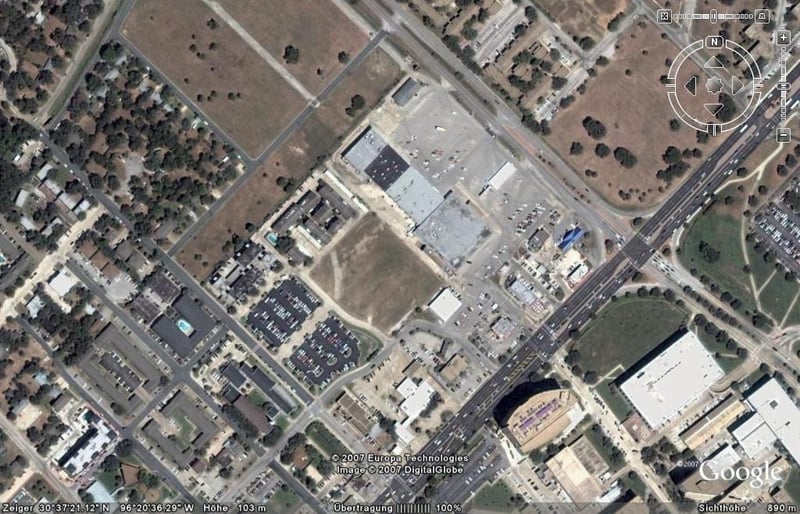 Aerial view of former drive-in site