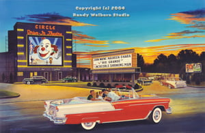Painting of the Circle Drive-In Theatre by Randy Welborn (randywelborn.com).