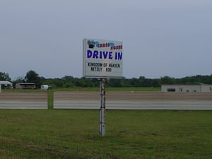 This photo of the marquee was taken from the previous photo and blown up. It looks a little grainy.