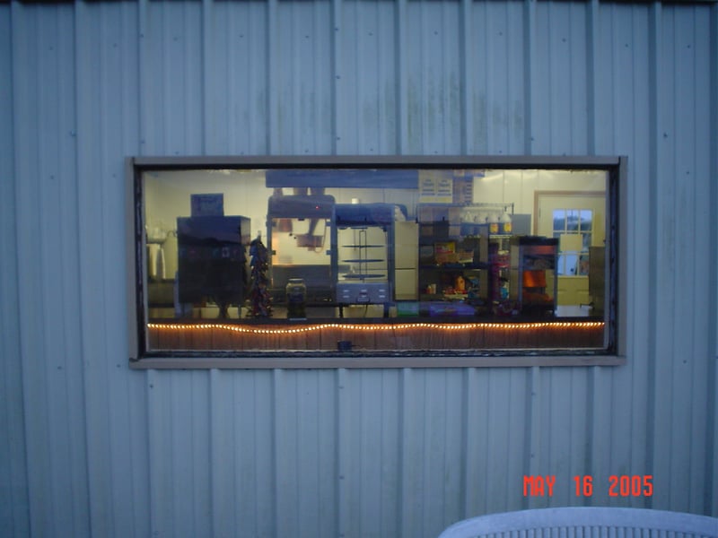 the concession stand through the window