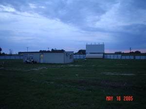 the theater from the back of the lot