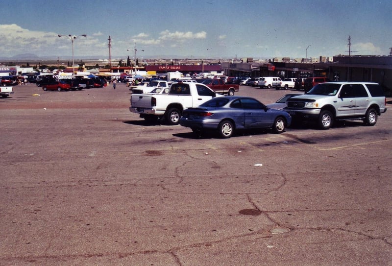 The flea market`s parking lot