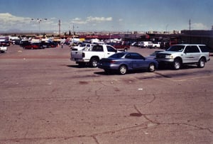 The flea market`s parking lot