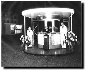 The ticket booth & attendants on the Pike's opening night. Again, courtesy Dick V. Mitchell, Texas Sign Company.