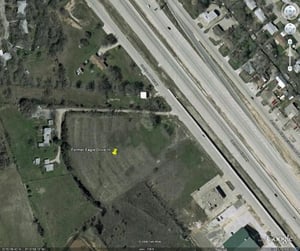 Sky View of the long closed but still visible rows of the X-Rated Eagle Drive-In in AZLE, Texas