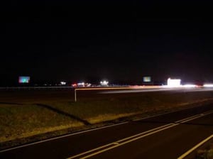 Shot from the opposite side of I-45 on GRAND OPENING Nite. You can see Screens #1 (Left) and #2 (Right), and the Marquee.