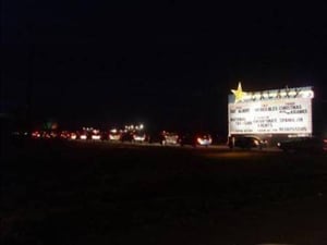 Cars line up at the entrance on New Year's night.