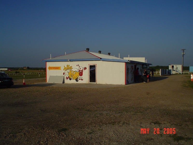 This is a side view of the concession building with screen 3 in the background.