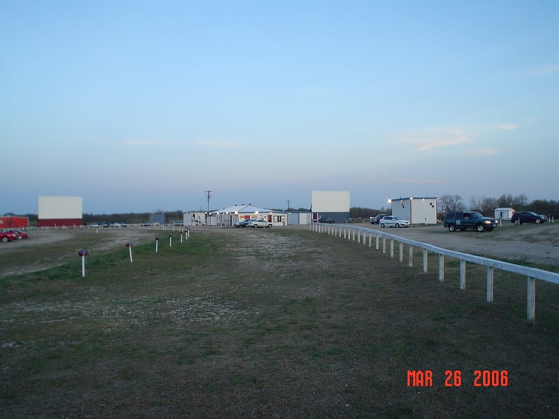 Here's a look at Screens 1 and 4 from the back of the drive-in property.