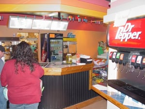 Inside the concession stand
