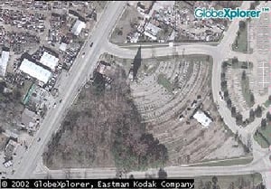 Aerial view of the old Epsom Drive-In. As you can see the screen is still there. I have heard the owner lives there. The consession stand does look like someone could be living there.