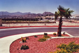 View downhill onto the new businesses