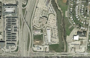 Aerial view of former drive-in site