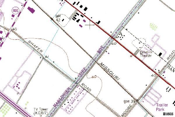 usgs topo map showing DI location