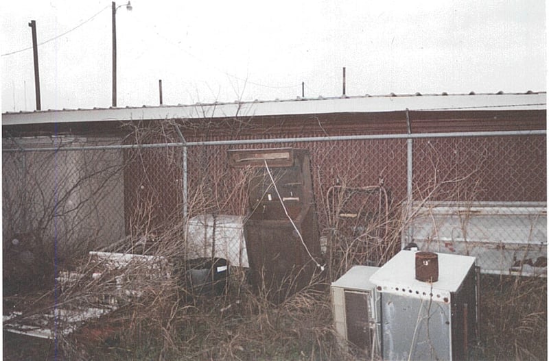 This is the back of the concession stand. I am not sure what that is in the center.