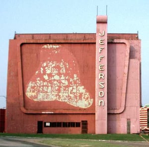 Back of tower that faces Jefferson Blvd and the theater entrance.