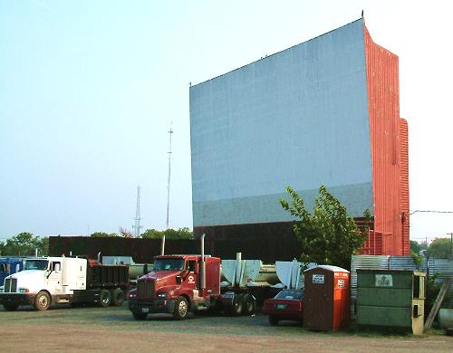 The tower screen. Trucks are now being stored at this theater.