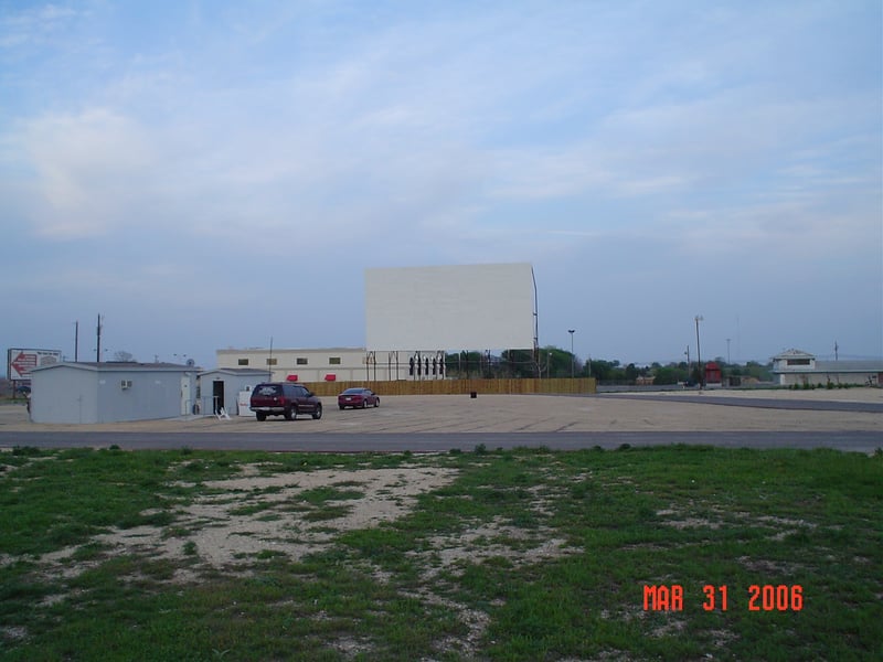 Here's a view of the screen and lot from an undeveloped part of the drive-in property.