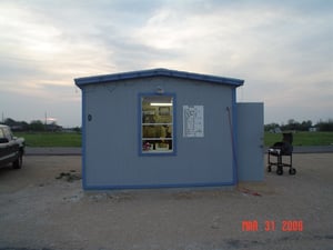This is the front view of the concession stand. The grill where they cook the food is to the right.